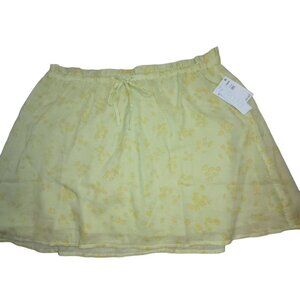 Abound Yellow Elastic Waist Moxie Floral Mini Skirt Size Large NWT